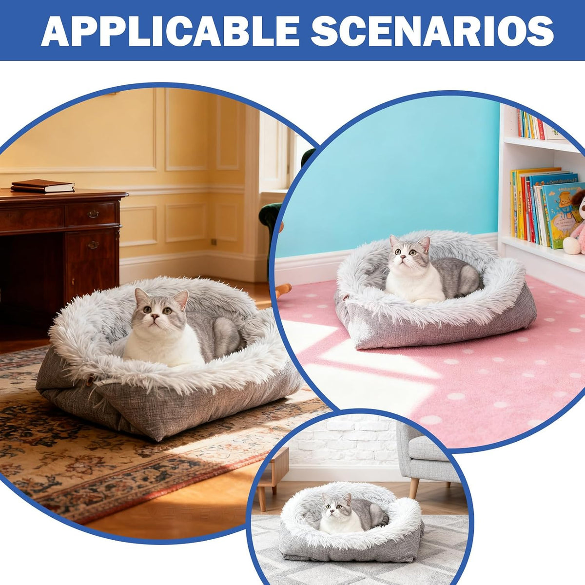 lit 2 en 1, en peluche, lavable, pour chat