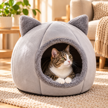 Lit cocon pour chat – douillet, coussin amovible, taille M