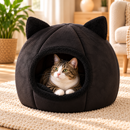 Lit cocon pour chat – douillet, coussin amovible, taille M