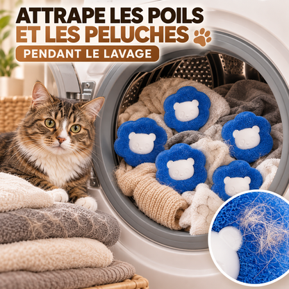 Boules attrape-poils pour lave-linge – lot de 5, réutilisables