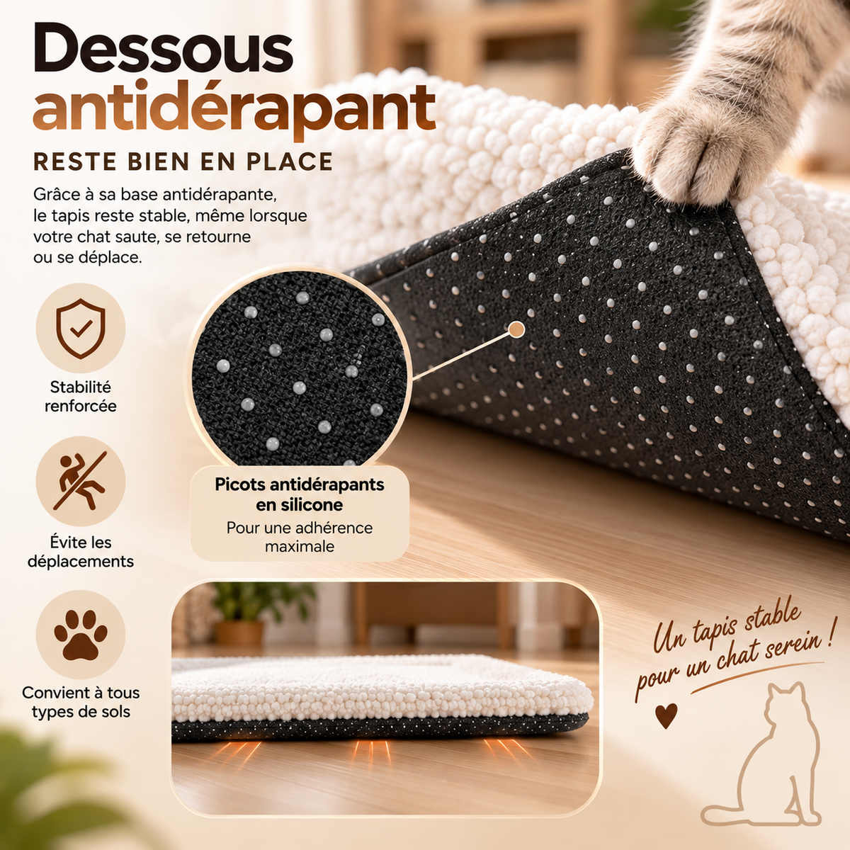 Tapis autochauffant pour chat 60 × 45 cm – sans électricité