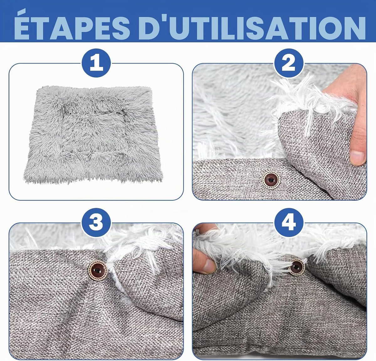 lit 2 en 1, en peluche, lavable, pour chat