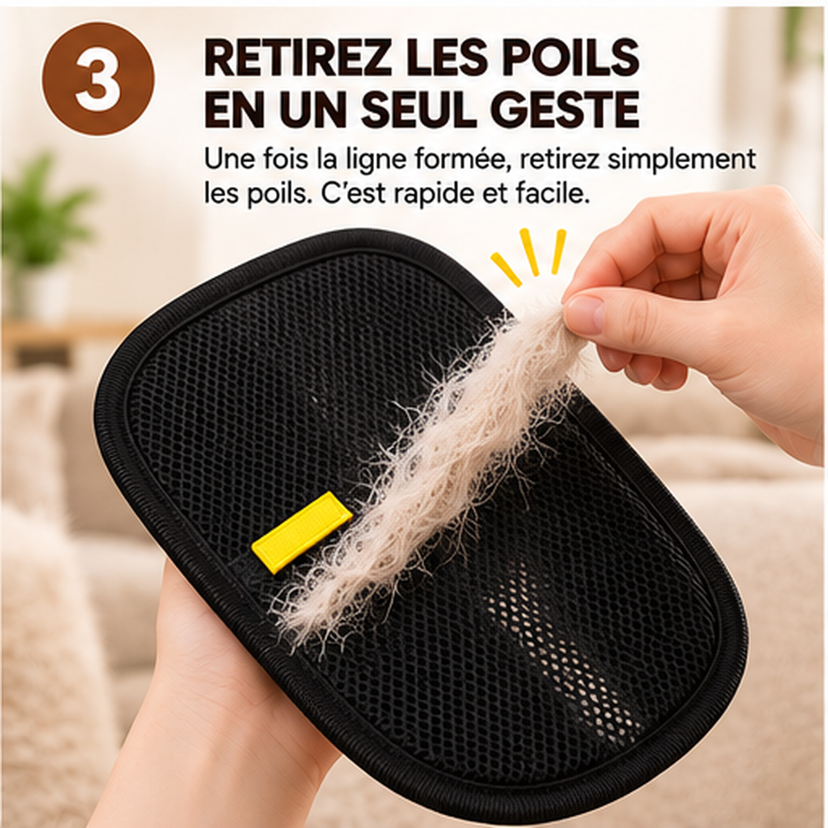 Gant anti-poils réutilisable pour vêtements et canapé