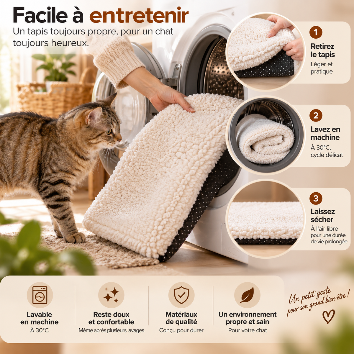 Tapis autochauffant pour chat 60 × 45 cm – sans électricité
