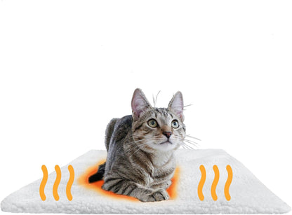 ® Tapis Auto-Chauffant Chat 60 × 45 Cm, Coussin Thermique, Blanc
