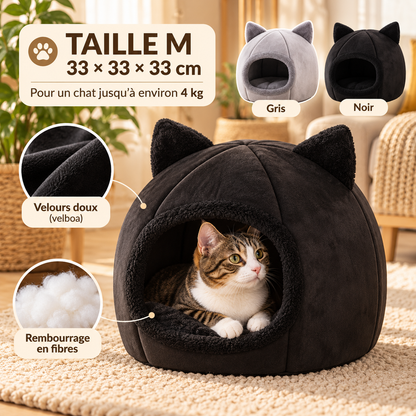 Lit cocon pour chat – douillet, coussin amovible, taille M