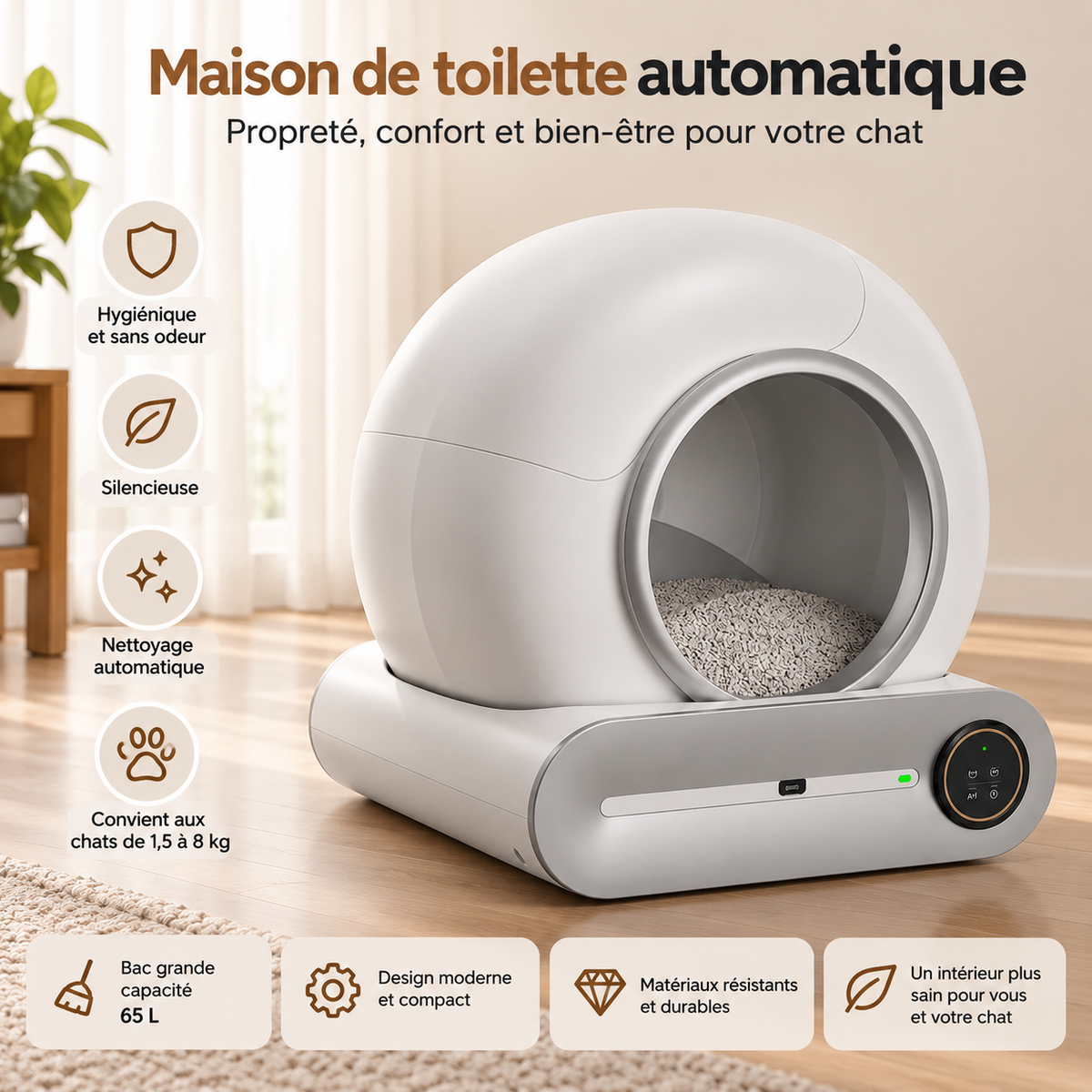 Litière automatique pour chat PREMIUM