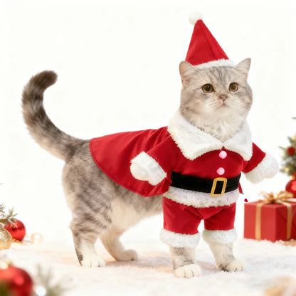Cute Cat Clothes for Christmas Cosplay Funny Pets Costume Santa Claus Dress up for Small Medium Dogs Cats Puppy Kitty Sphynx Pug
