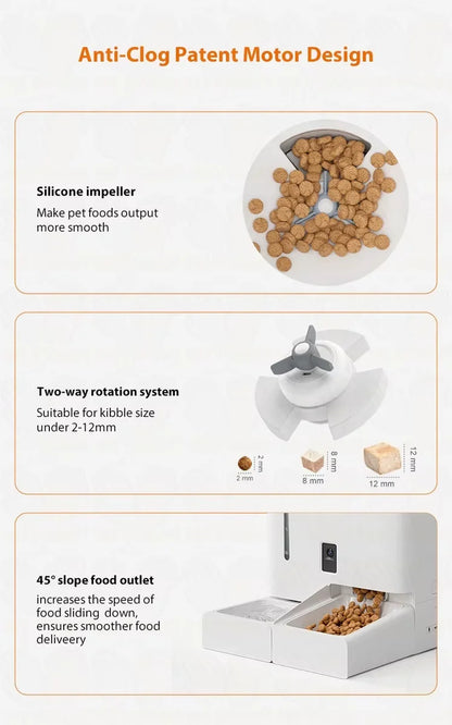 Smart Automatic Cat Feeder with Water and Food Dispensers (4L+5L), Camera, App Remote Control, Voice Recording, Hd Monitoring, and Programmable Feeding Schedule for Dogs and Cats