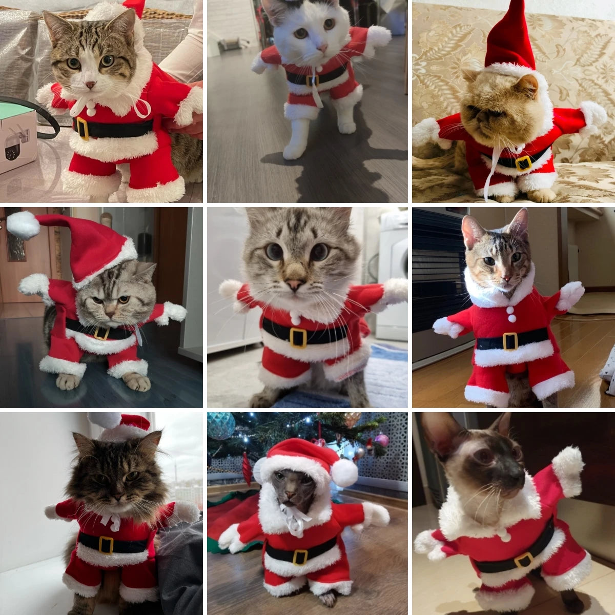 Cute Cat Clothes for Christmas Cosplay Funny Pets Costume Santa Claus Dress up for Small Medium Dogs Cats Puppy Kitty Sphynx Pug