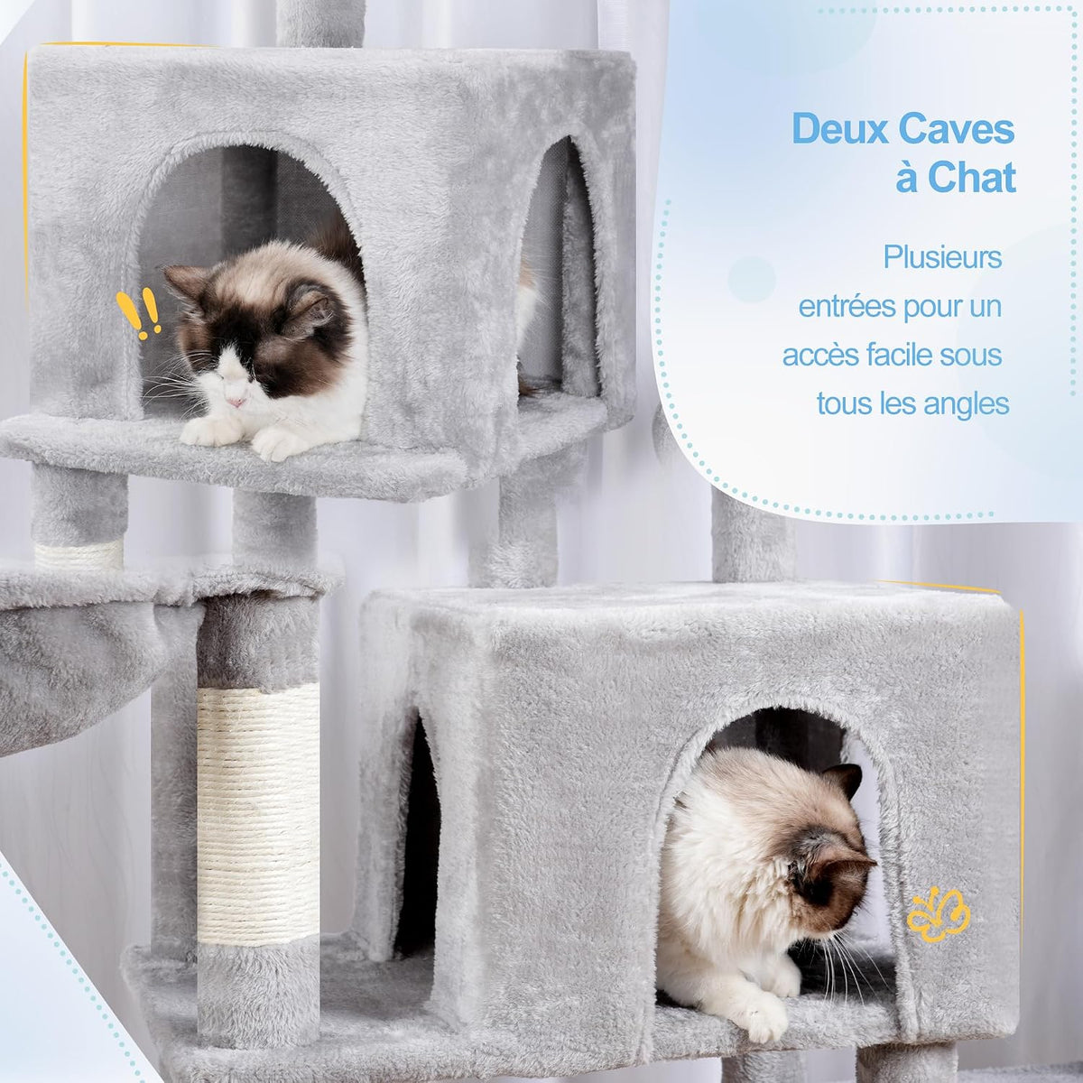 Arbre À Chat XXL 180 Cm, Espace Extensible, Stable, MPJ038W