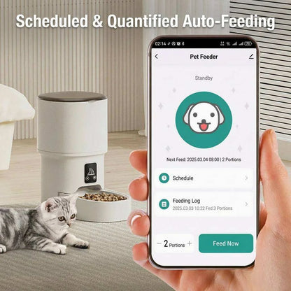 4L Smart Automatic Cat Feeder Wifi Pet Food Dispenser with Camera App Remote Control Voice Recording 3L Water Fountain