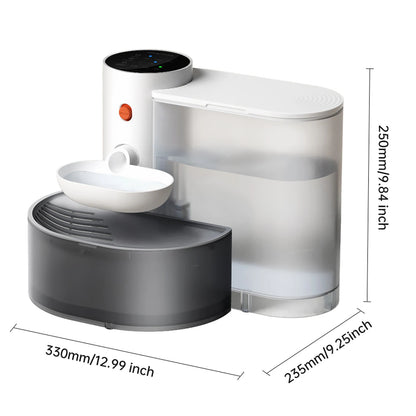 3L Smart Wireless Cat Water Fountain, No Replacement Filter, Clean & Dirty Water Separation, Automatic Pet Water Dispenser, Rechargeable Battery Operated,Ultra Long Battery Life