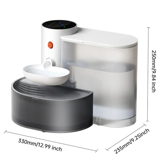 3L Smart Wireless Cat Water Fountain, No Replacement Filter, Clean & Dirty Water Separation, Automatic Pet Water Dispenser, Rechargeable Battery Operated,Ultra Long Battery Life