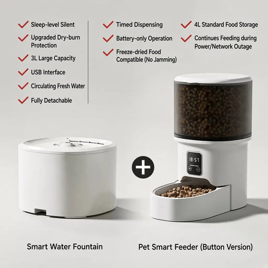 4L Smart Automatic Cat Feeder Wifi Pet Food Dispenser with Camera App Remote Control Voice Recording 3L Water Fountain
