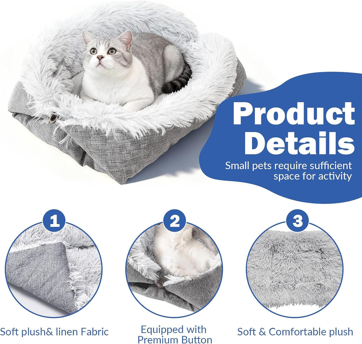 lit 2 en 1, en peluche, lavable, pour chat