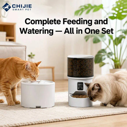 4L Smart Automatic Cat Feeder Wifi Pet Food Dispenser with Camera App Remote Control Voice Recording 3L Water Fountain
