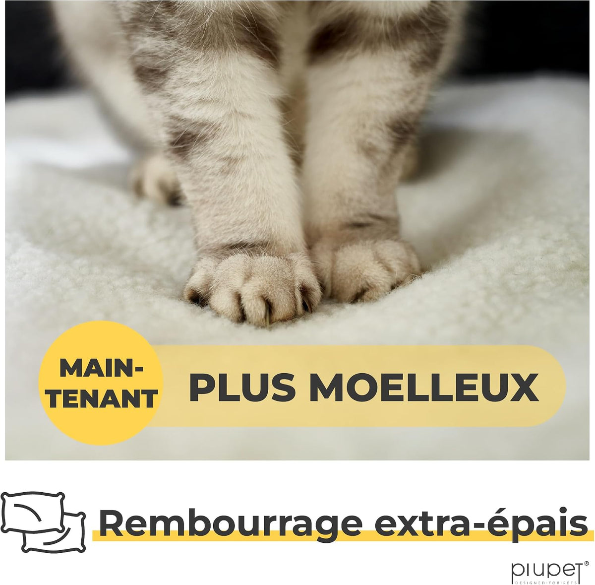 ® Tapis Auto-Chauffant Chat 60 × 45 Cm, Coussin Thermique, Blanc