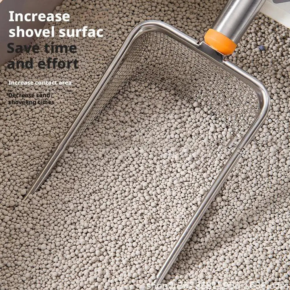 New Pet Cat Waste Shovel Long Handle Stainless Steel Filter Metal Cat Pet Litter Sand Cleaning Scoop Tool Garbage Shovel R8O1