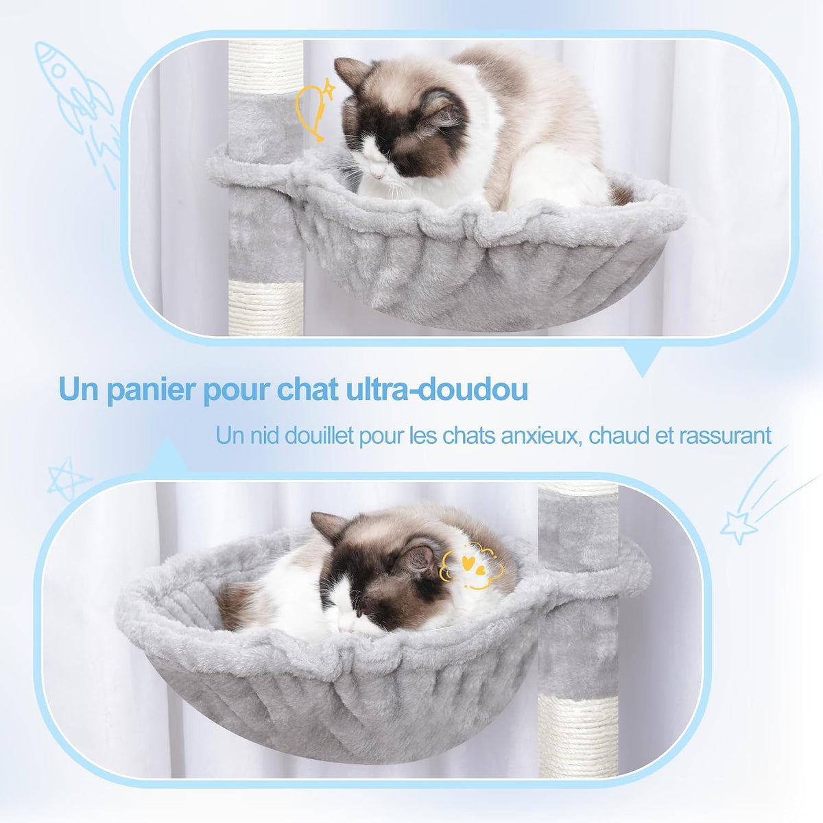 Arbre À Chat XXL 180 Cm, Espace Extensible, Stable, MPJ038W