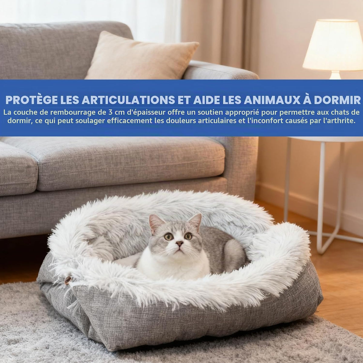 lit 2 en 1, en peluche, lavable, pour chat
