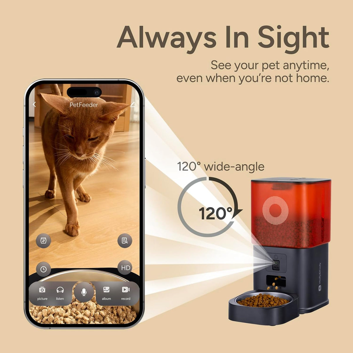 Distributeur Croquettes Chat Automatique Avec Caméra, 6L, Pour Chat Et Petit Chien, Audio Bidirectionnel, Vision Nocturne, Contrôle via App Wifi 2.4G, Bol En Acier Inoxydable (Blanc)