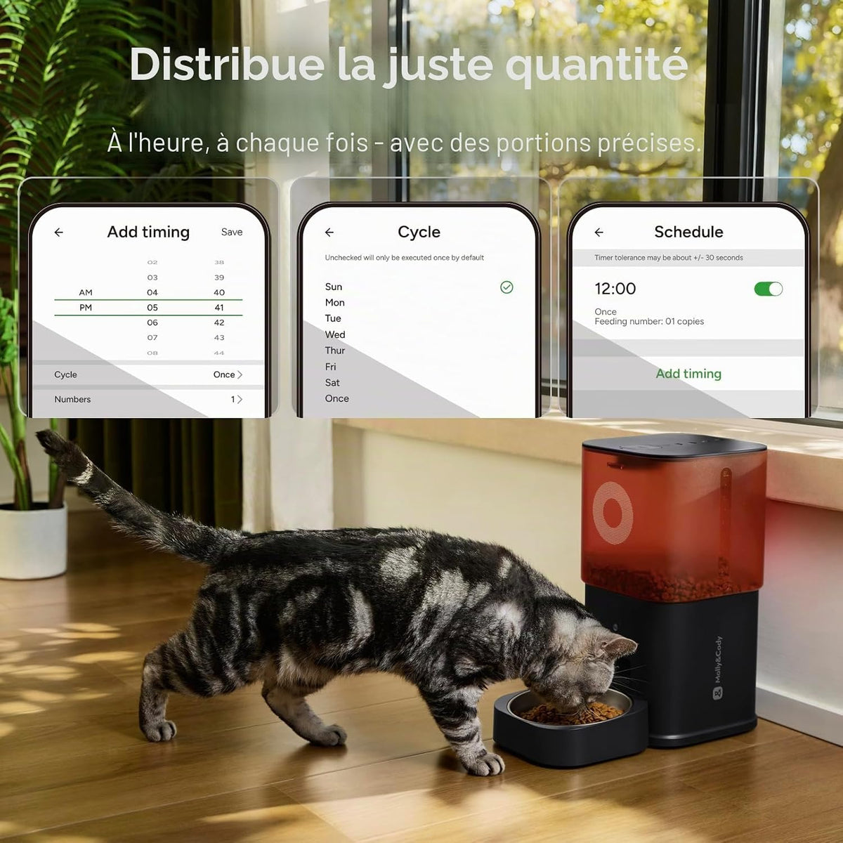Distributeur Croquettes Chat Automatique Avec Caméra, 6L, Pour Chat Et Petit Chien, Audio Bidirectionnel, Vision Nocturne, Contrôle via App Wifi 2.4G, Bol En Acier Inoxydable (Blanc)