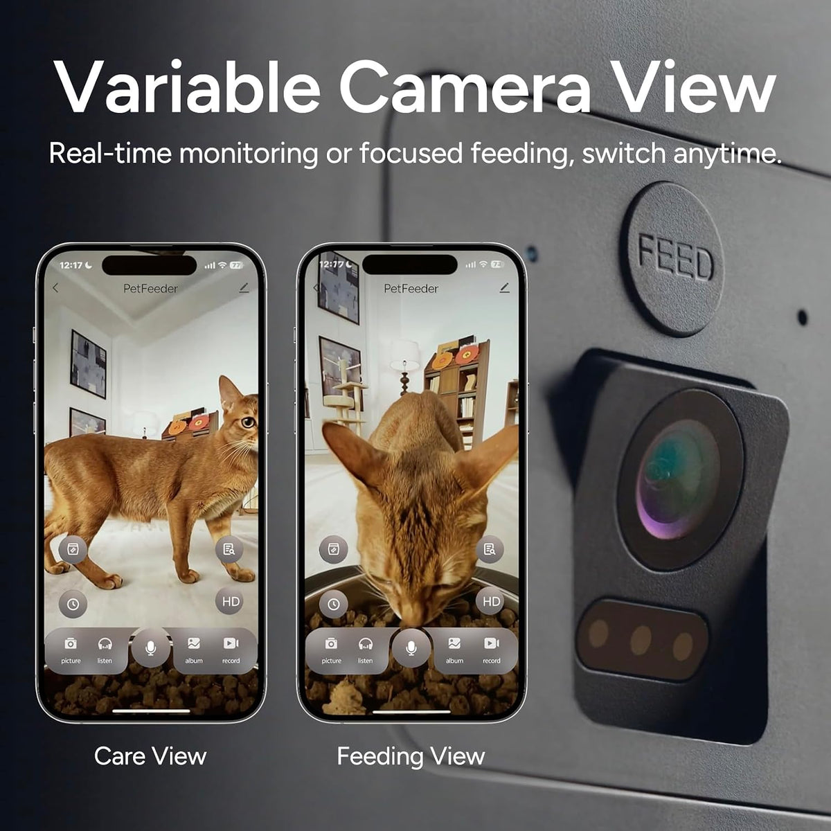 Distributeur Croquettes Chat Automatique Avec Caméra, 6L, Pour Chat Et Petit Chien, Audio Bidirectionnel, Vision Nocturne, Contrôle via App Wifi 2.4G, Bol En Acier Inoxydable (Blanc)