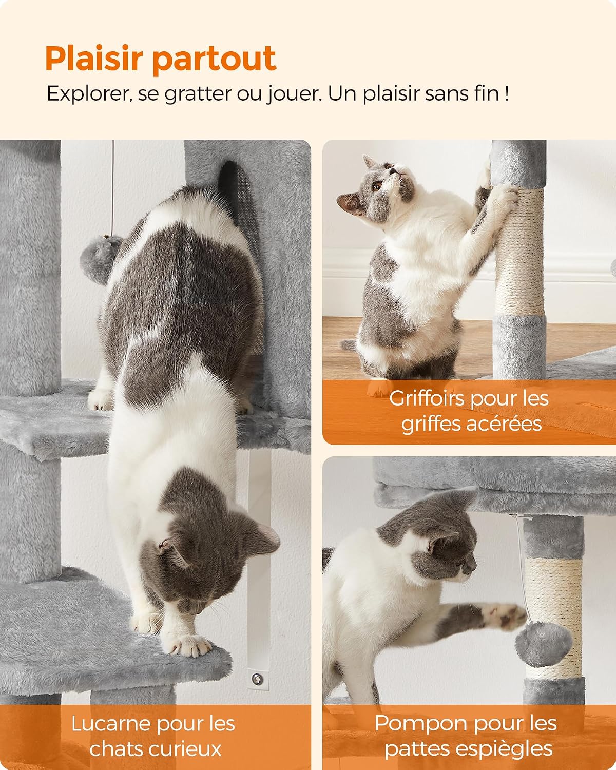Arbre À Chat, Hauteur 137.7 Cm, Taille L, Multi-Niveaux