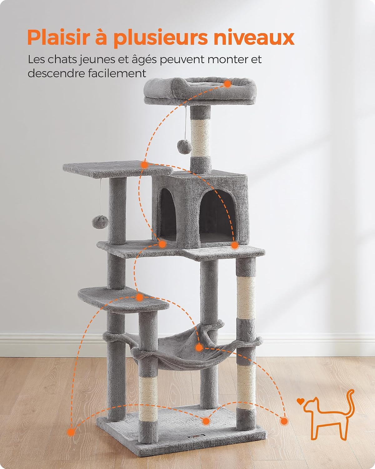 Arbre À Chat, Hauteur 137.7 Cm, Taille L, Multi-Niveaux
