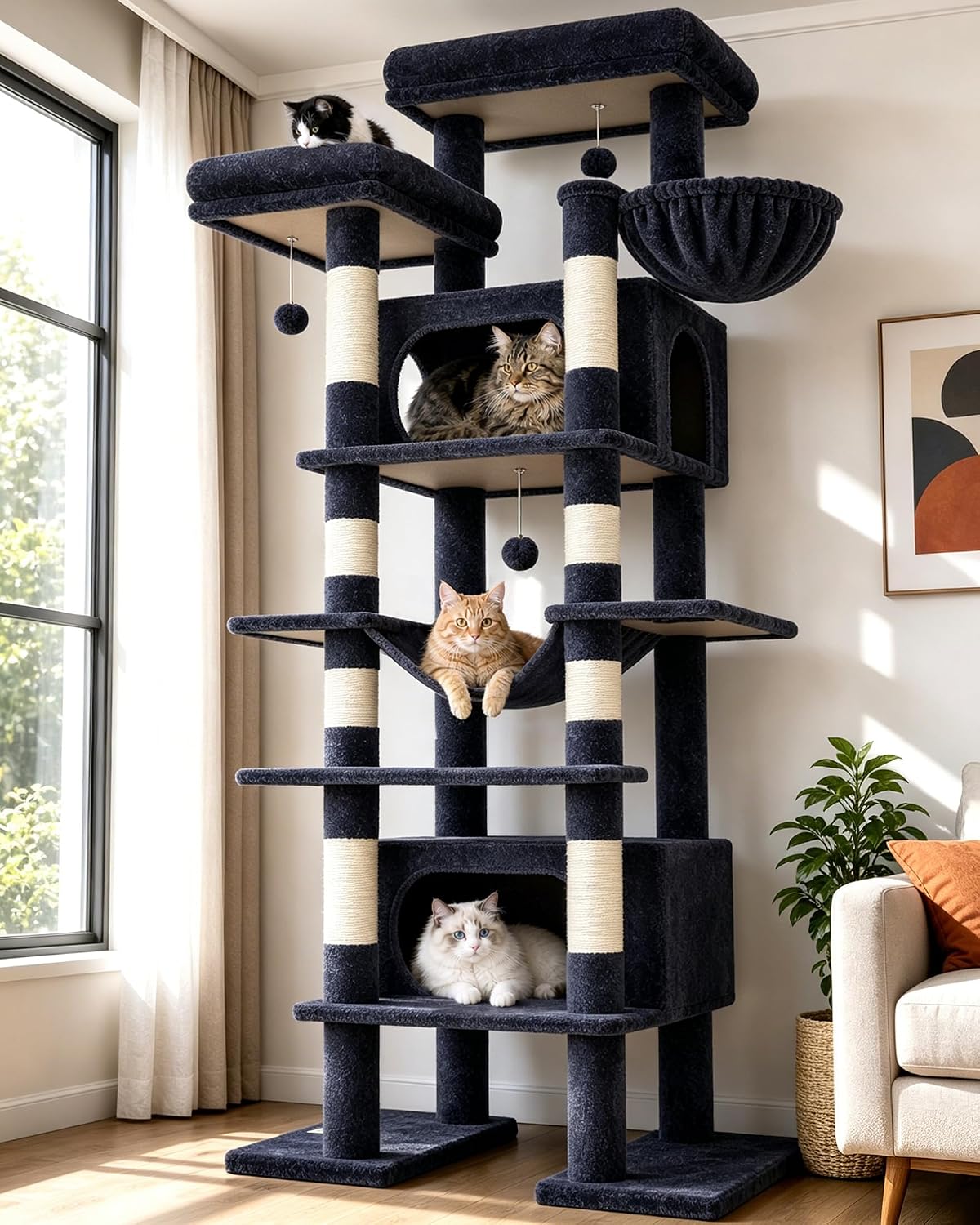 F83B Arbre À Chat XXL Grand 213 Cm Stable Arbre a Chat Intérieur