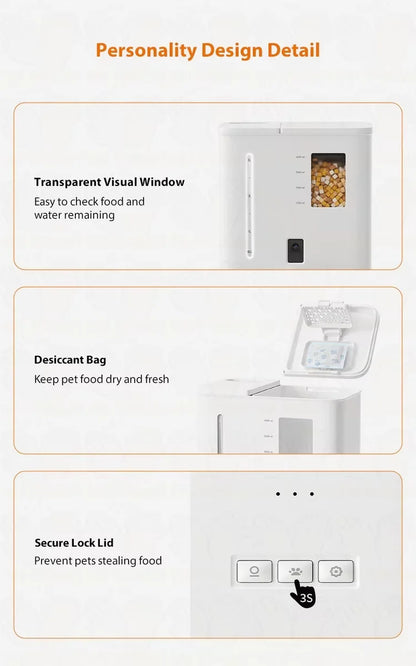 Smart Automatic Cat Feeder with Water and Food Dispensers (4L+5L), Camera, App Remote Control, Voice Recording, Hd Monitoring, and Programmable Feeding Schedule for Dogs and Cats