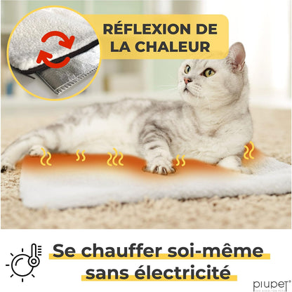 ® Tapis Auto-Chauffant Chat 60 × 45 Cm, Coussin Thermique, Blanc