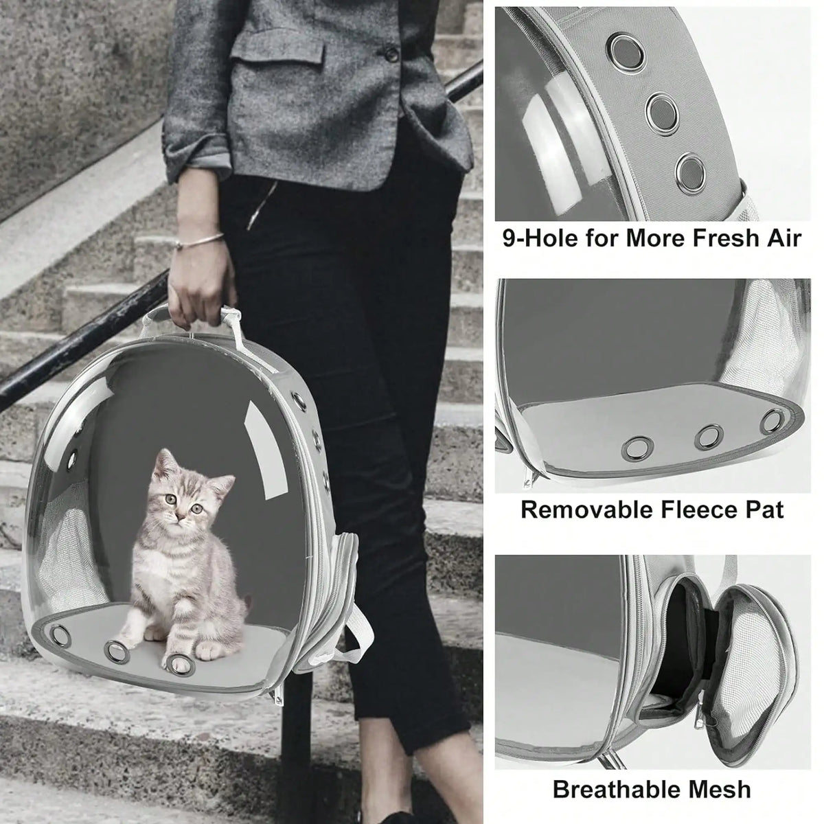 Sac À Dos Respirant Pour Chat 45×35×25Cm, Sac De Voyage Portable Pour Chat