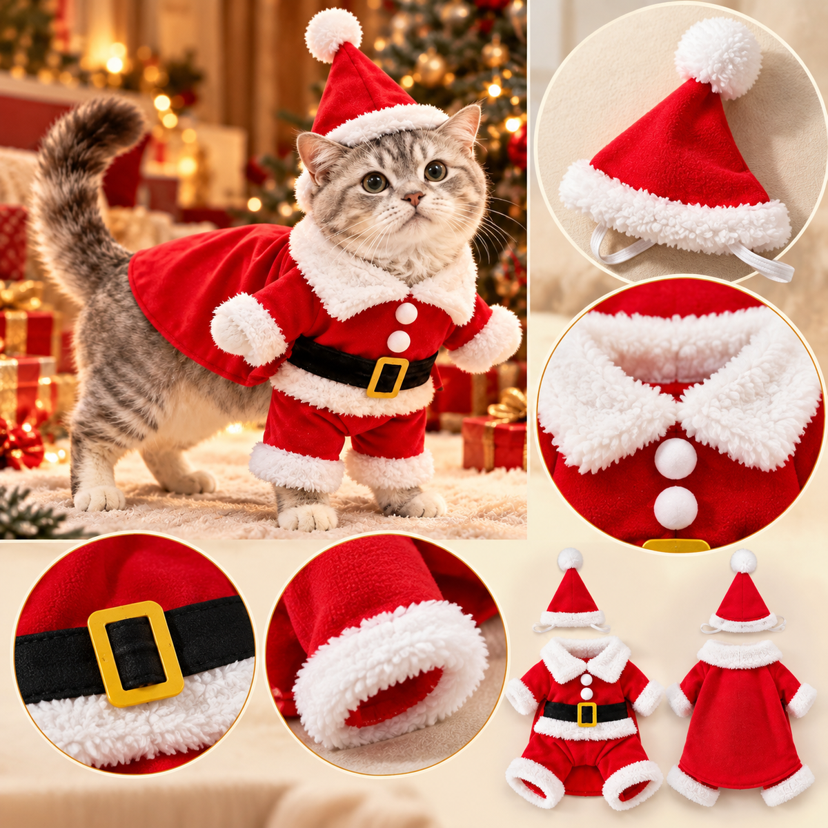 Costume de Père Noël pour chat et petit chien - photo 3