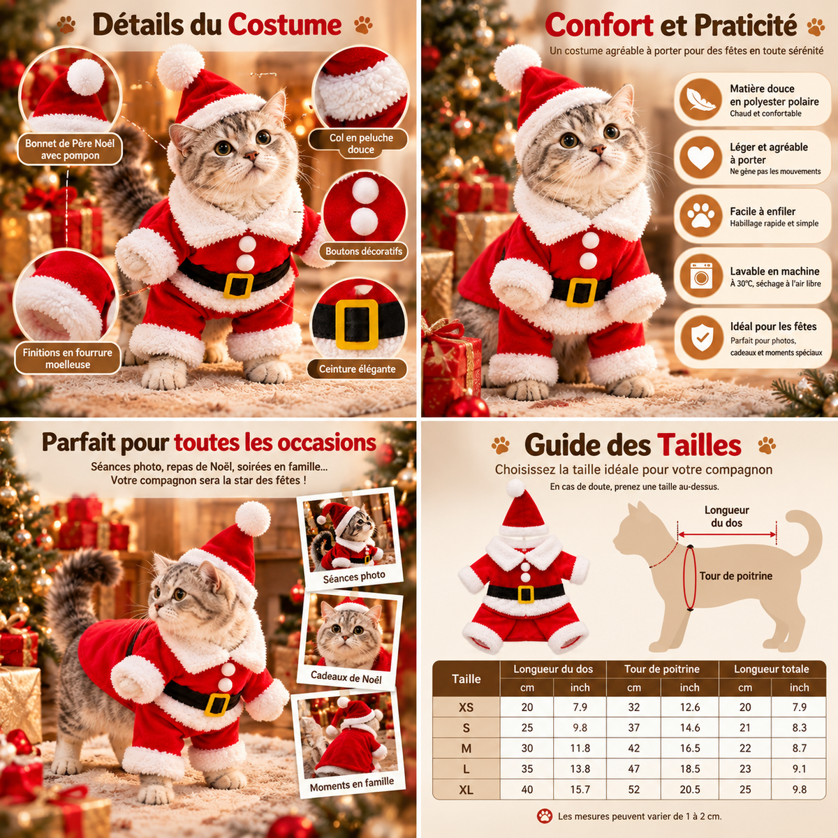 Costume de Père Noël pour chat et petit chien - photo 4