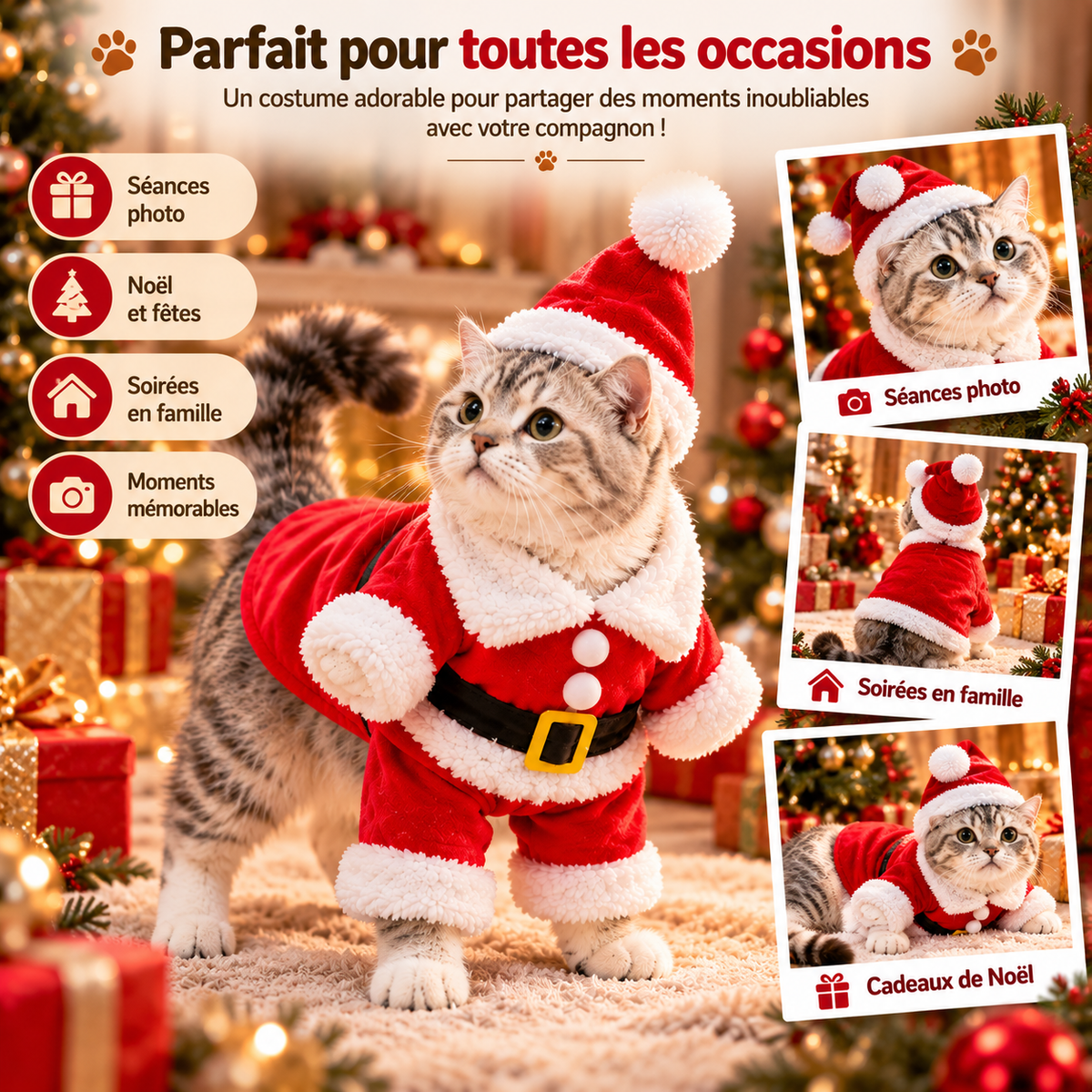 Costume de Père Noël pour chat et petit chien - photo 6