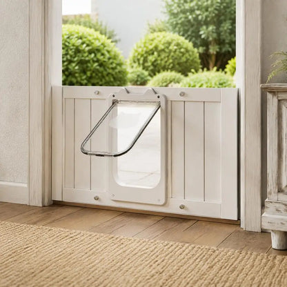 Porte Pour Chat À Installer Sur Une Fenêtre, Réglable Pour S’Adapter À Une Largeur De Fenêtre De 27 À 32 Pouces, 4 Modes De Verrouillage Sécurisés, Cadre En Aluminium Et Verre À Haute Transparence, Fermeture Magnétique, Porte Pour Animaux De Compagnie À Montage Rapide Et Résistante Aux Intempéries, Pour Chats, Blanche.