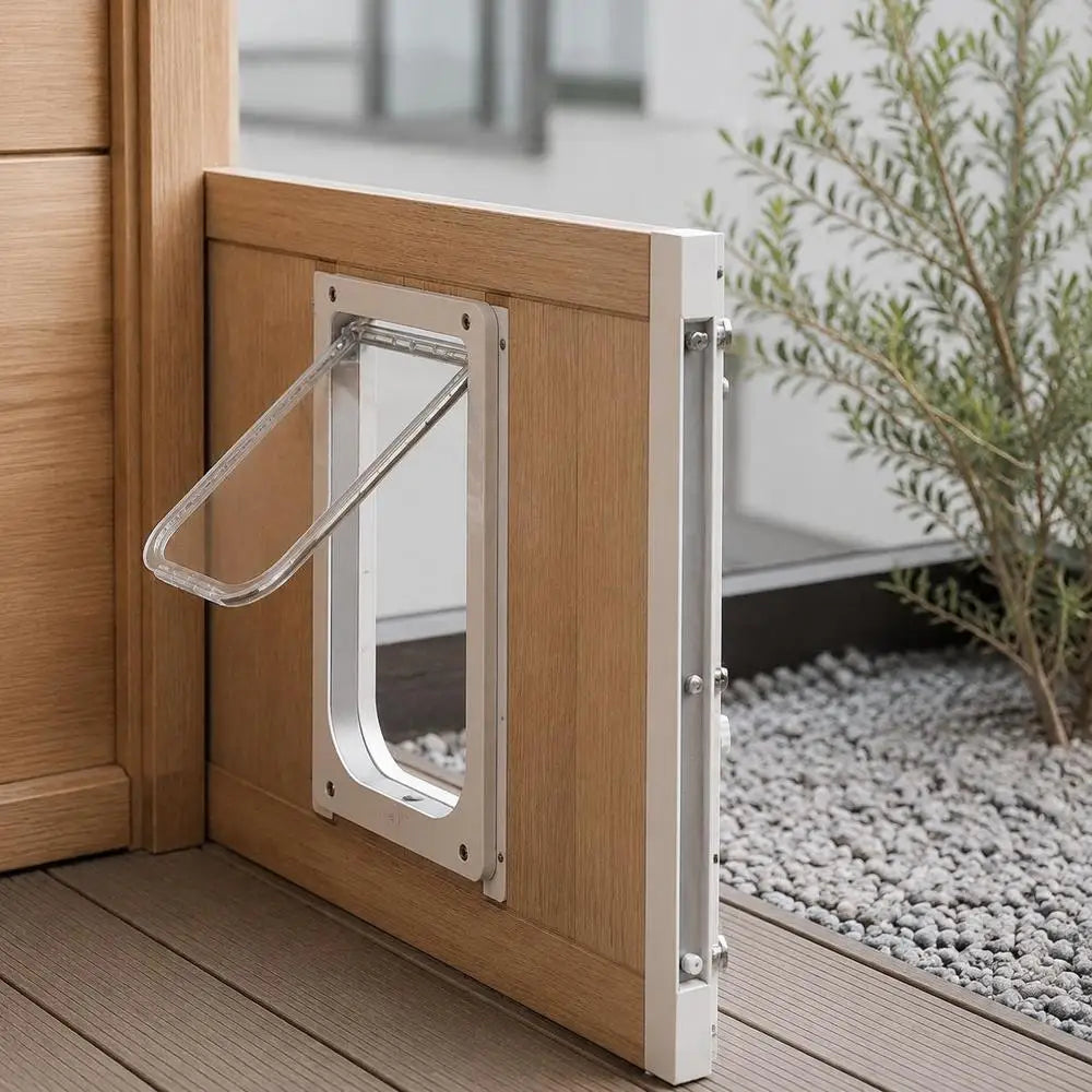 Porte Pour Chat À Installer Sur Une Fenêtre, Réglable Pour S’Adapter À Une Largeur De Fenêtre De 27 À 32 Pouces, 4 Modes De Verrouillage Sécurisés, Cadre En Aluminium Et Verre À Haute Transparence, Fermeture Magnétique, Porte Pour Animaux De Compagnie À Montage Rapide Et Résistante Aux Intempéries, Pour Chats, Blanche.