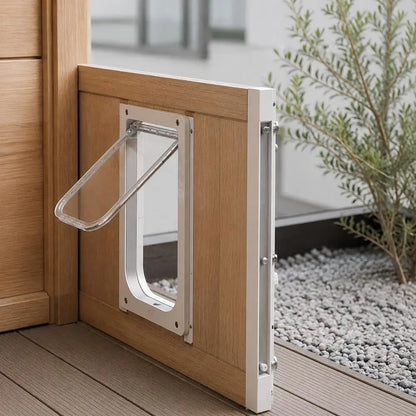 Porte Pour Chat À Installer Sur Une Fenêtre, Réglable Pour S’Adapter À Une Largeur De Fenêtre De 27 À 32 Pouces, 4 Modes De Verrouillage Sécurisés, Cadre En Aluminium Et Verre À Haute Transparence, Fermeture Magnétique, Porte Pour Animaux De Compagnie À Montage Rapide Et Résistante Aux Intempéries, Pour Chats, Blanche.