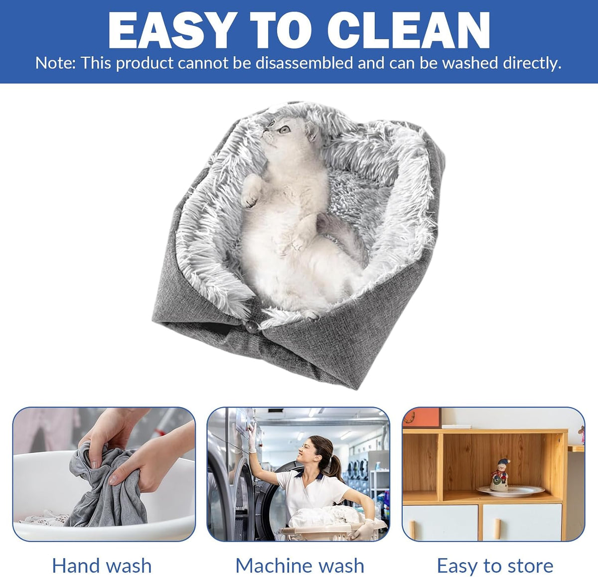 lit 2 en 1, en peluche, lavable, pour chat