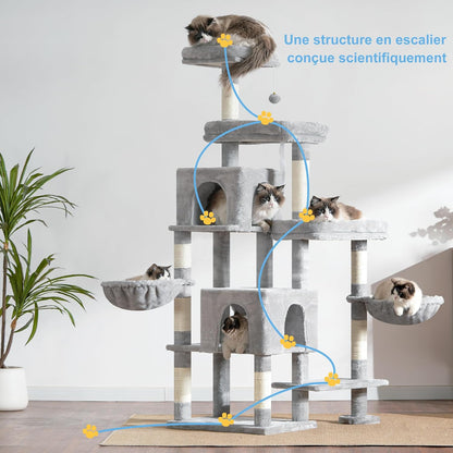 Arbre À Chat XXL 180 Cm, Espace Extensible, Stable, MPJ038W